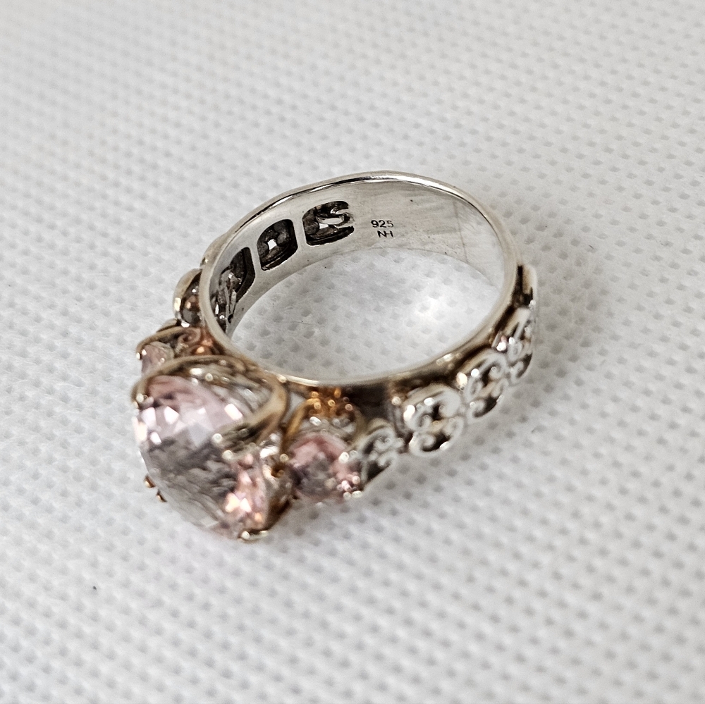 Natural Gems En Vogue Retired Morganite Palladium Rose Gold 925 Ring Sz 8! - Picture 9 of 17